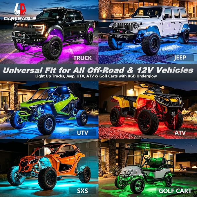 20Pods Heavy Duty Aluminum RGB LED Rock Lights for Trucks Pickup Dually Truck Off-Road with APP/RF Remote, Segmented IP67 Waterproof Multicolor Underglow Accent Light 12V Plug and Play&Pre Wired