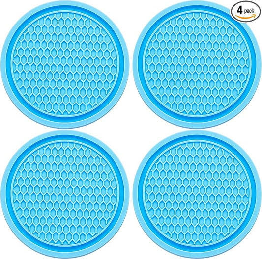4PCS Car Cup Holder Coaster, Universal Auto Non-Slip Cup Holder Coaster, 2.75In Universal Non-Slip Recessed Car Interior Accessories (Liaght Blue)