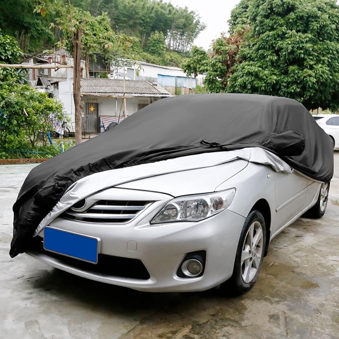 uxcell 3XXL Heavy-Duty Waterproof Car Cover with Mirror Pockets - Extra Large UV/Snow/Rain Resistant Cover for Van, RV, Oversized Vehicles
