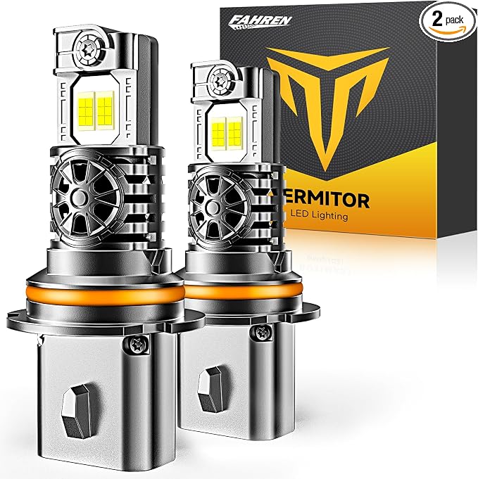 Termitor 9007/HB5 Light Bulbs high/low beam, 60,000LM 1500% Brightness, 70K+ Hours Lifespan, 6500K Cool White Driving Lights, Real 1:1 Mini Size, Plug N Play, CANBUS Ready No Flickering, Pack of 2
