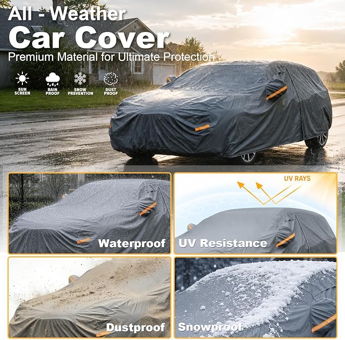 GUNHYI Premium Car Cover Custom Fit Subaru Impreza Hatchback, 16 Layers Heavy Duty Car Cover Waterproof All Weather with Zipper Door for Sun Rain Snow Dust Uv Protection