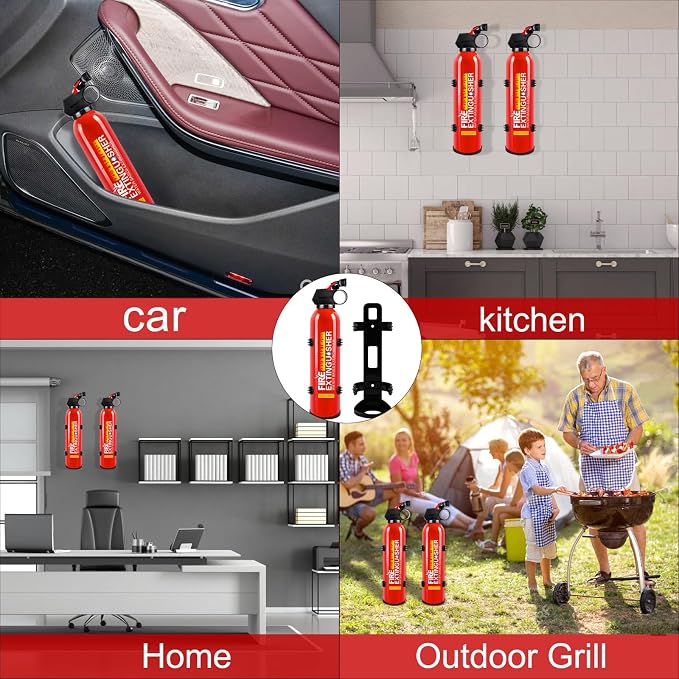 Fire Extinguisher for Home with Mount - 3 Pack Upgraded 8-in-1 Portable Fire Extinguishers for Home, Kitchen, Car, Boat, RV, Vehicle - Water-Based Fire Extinguisher for Class A, B, C, K Fires
