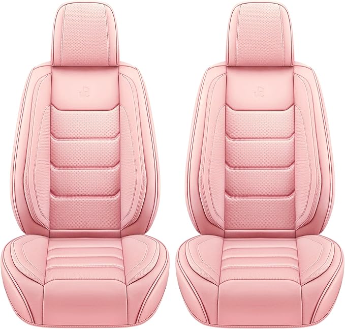 Full Coverage Faux Leather Car Seat Covers Full Set,Automotive Seat Covers for Cars,SUVs Pick-up Truck, Car Seat Cushion, Pink Seat Covers,Front Seat Cover,Car Seat Protector