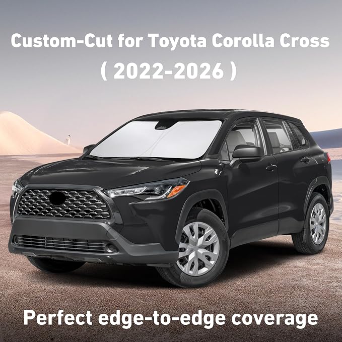EcoNour Windshield Sunshade Compatible for Toyota Corolla Cross 2022-2024 2025 2026, Sun Visor for Front Windshield & Window Sun Shade Cover, UV Heat Blocker & Protector, Car Accessories