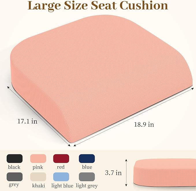 TranquilRelax 2XL Seat Cushion, Memory Foam Cushion for Long Sitting Hours on Office Chair, Car Seat, Non-Slip Chair Pad for Sciatica, Coccyx, Tailbone Pain Relief & Post-Surgery Recovery (Pink)