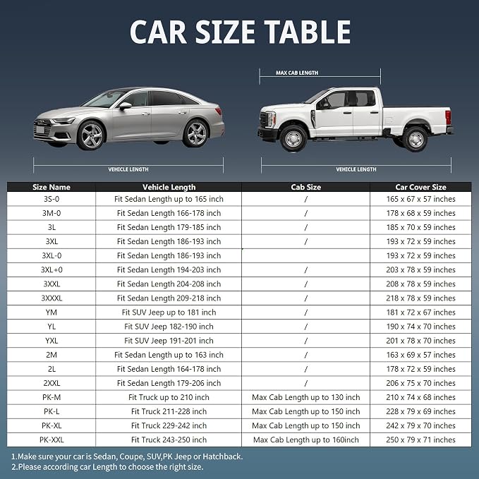 Car Cover Outdoor Coupe Covers(Length up to 218 inch) Universal Fit for Mercedes-Benz S-Class,BMW 7 Series,BMW i7,Audi A8 S8,Cadillac DeVille,Bel Air,Caprice, etc,Size C6(See Size Chart)