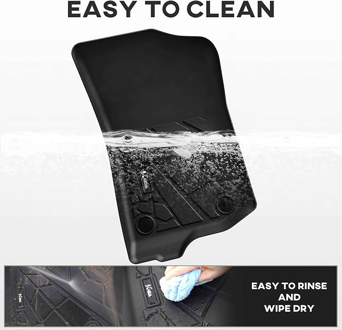 KARPAL Floor Mats for Jeep Gladiator JT 2020-2025 2026, All Weather TPE Custom Fit Floor Liners Car Mats Accessories, Front & 2nd Row