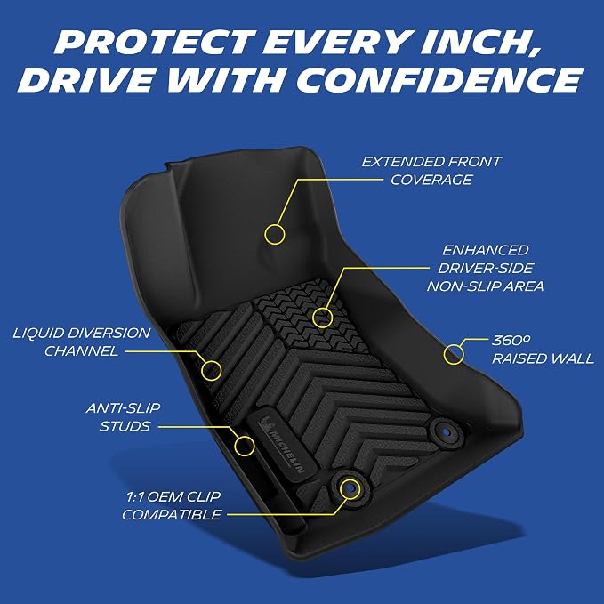 Michelin Vehicle Mats for 2018-2023 Subaru Crosstrek/2017-2023 Impreza | Not Fit Hybrid Models, All-Weather TPE Floor Mats, Liner for Base/Limited/Premium/Sport 1st & 2nd Row, 3PCS, Premier