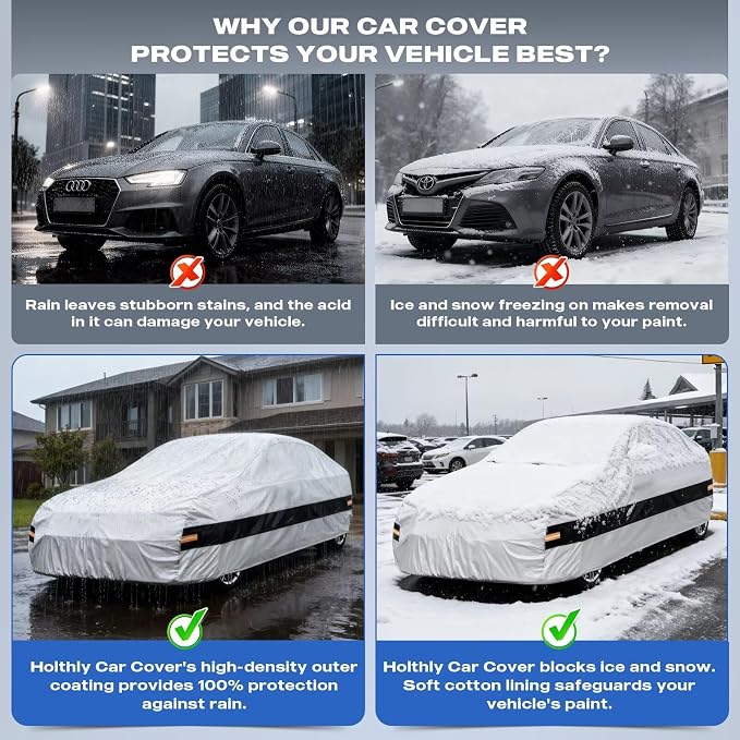 10 Layers Car Cover Custom Fit for Chevrolet Corvette (1980-2019) C3,C4,C5,C6,C7, Waterproof All Weather for Automobiles, Outdoor Full Cover Sun Dust Protection with Cotton. Silver