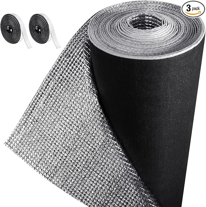 Frienda Double Reflective Bubble Insulation Roll 47inchx15ft Aluminum Foil Heat Bubble Thermal Window Shade Door Cover Blackout for Summer Garage Roof Travel Camper Skylight Shield