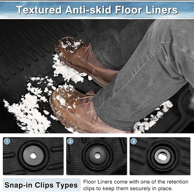 Mixsuper Floor Mats for Jeep Wrangler 4XE 4 Door 2021-2026 (Not fits JL/JK), Custom Fit TPE All-Weather Floor Liners, Waterproof Anti-Slip Heavy Duty Mats, 1st and 2nd Row Accessories Set Black