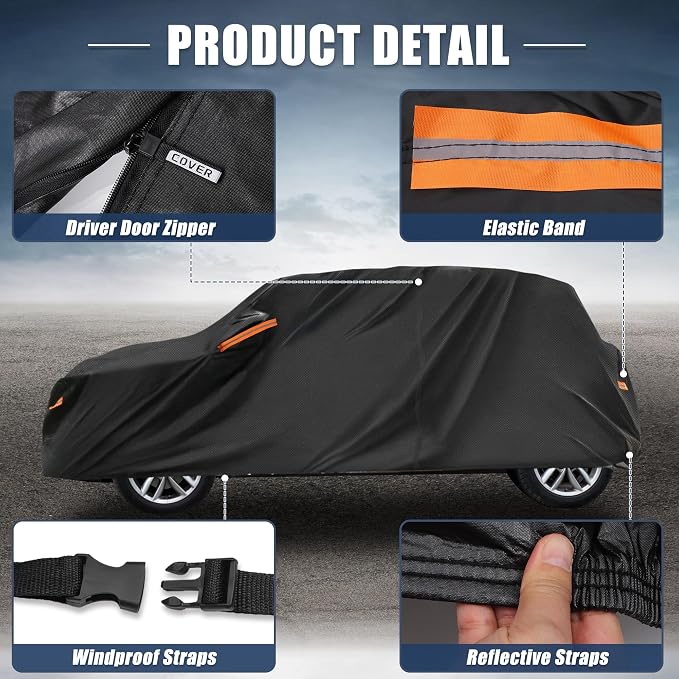 X AUTOHAUX Protective Car Cover for Mini Cooper 4DR - Waterproof, UV-Resistant, and All-Weather Protection with Door Zipper, 210D-PU Material
