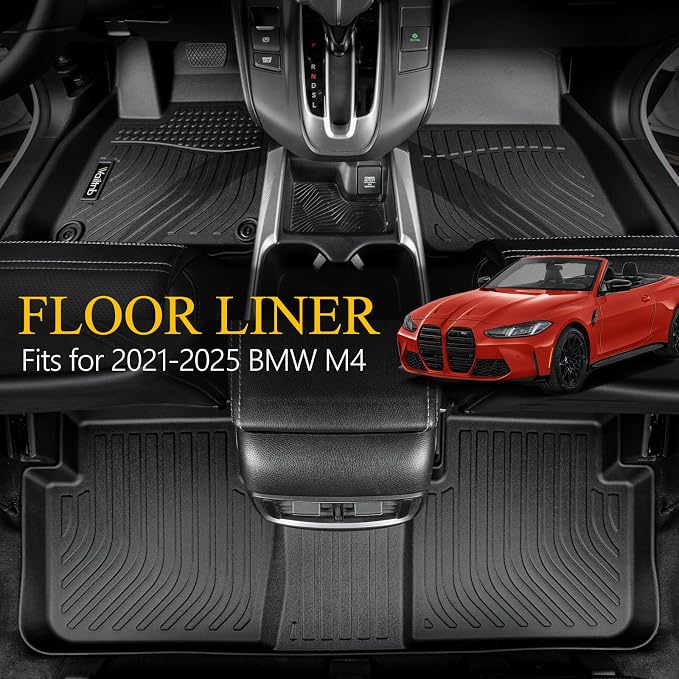 Wailtnb-Mats for BMW M4 Competition, M440i, 430i Convertible 2021-2025 Floor Mat All Weather Floor Liner Car Mat for BMW M4 Custom Fit Automotive Full Set Accessories