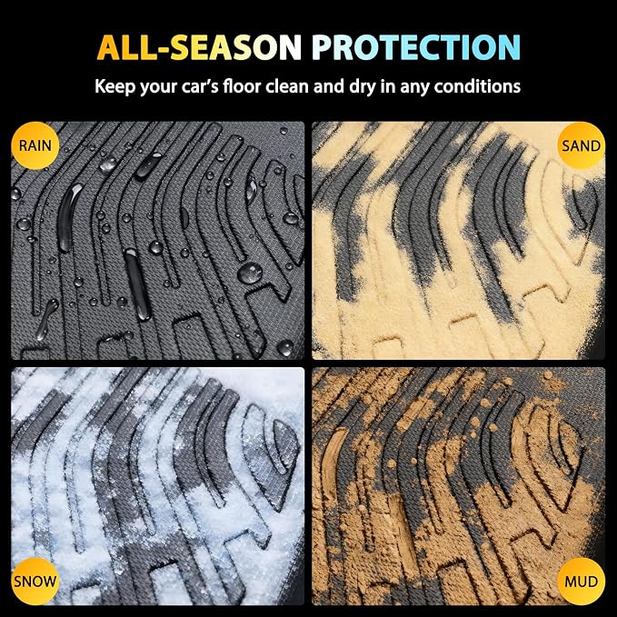 Floor Mats for 2021 2022 2023 Hyundai Santa Fe (Not for Hybrid) | All Weather TPE Floor Liners Custom Fit Santa Fe Heavy Duty Car Mats 1st & 2nd Row & Trunk Mat Accessories Black