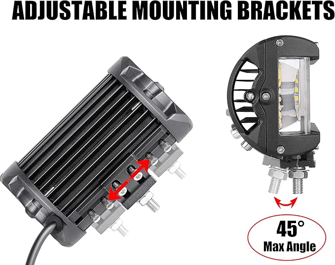 Mounting Brackets for LED Lights, Muto-Beam 2PCS Universal Adjustable Base Brackets for LED Pods Light Bars Bracket for Truck Driving Light Bracket for UTV ATV Car Fog Light