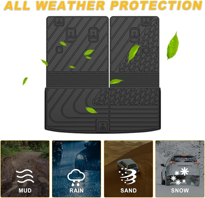 Original Cargo Mat Fit for Honda Pilot 2023-2026 | All Weather Protection Waterproof Trunk Mat with Back Seat Cover Pilot Accessories