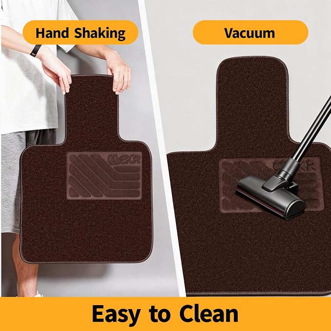 EKR All-Weather Universal Floor Mats,Thick Anti-Slip Car Carpet(Brown) | 0.5 inch Thick Anti-Slip Automotive Floor Mat with Driver Heel Pad Fit for SUV/Vans/Sedans/Trucks,Brown Carpet 4pcs Full set