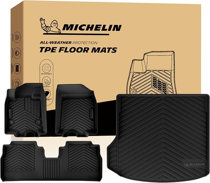 Michelin Floor Mats, All-Weather TPE Custom Fit Liner for 2024-2026 Chevy Equinox EV, Premier, Not Fit Gasoline