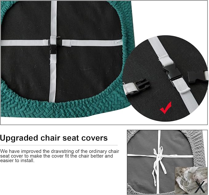Genina Seat Covers for Dining Room Chair Seat Slipcovers Kitchen Chair Covers (Teal, 4 Pcs)