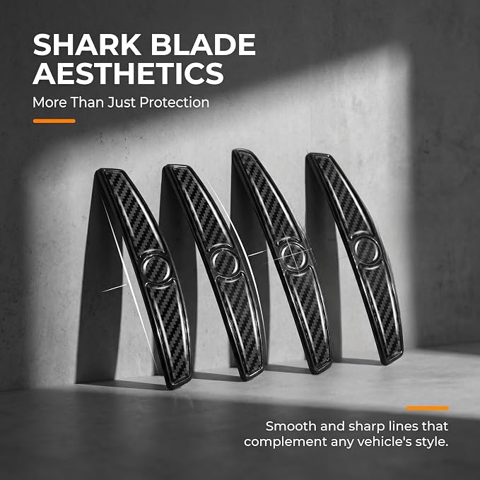 4 PCS Carbon Fiber Car Door Protector Edge Guards, PVC Thicker Scratch-resistant Guard, Waterproof Sunscreen Decorative Trim for Front Rear Doors, Self-adhesive Accessories for Cars (Black)