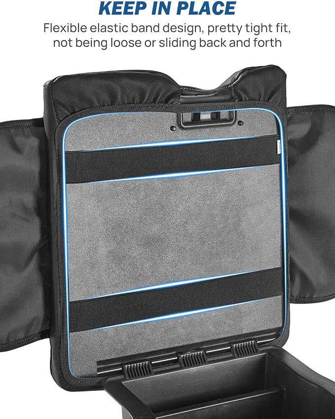 JOYTUTUS Center Console Cover Compatible with 2015-2026 Ford F150, 2017-2026 F250 F350 F450 with 40/20/40 Jump Seat, Leather Armrest Cover Center Console Cushion with Side Pockets (Jump Seat Only)