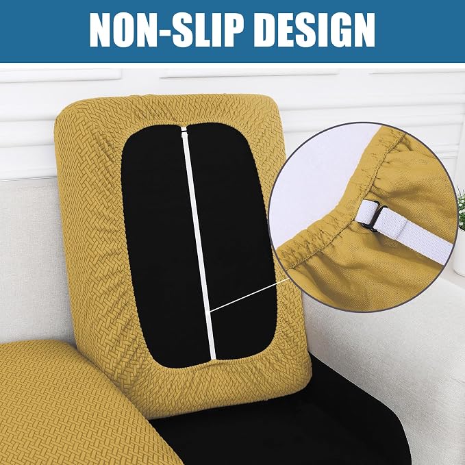 Smiry Waterproof Couch Cushion Covers, Stretch Jacquard Thick Sofa Cushion Covers, Washable Seat Slipcover Elastic Furniture Protector for Pets, Kid (Medium, Ginder Yellow)