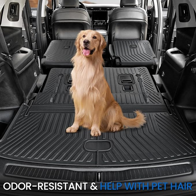 Cargo Mat Backrest Mats for 2021-2025 2026 Jeep Grand Cherokee L (3rd Row Manual & Power Fold), All Weather TPE Trunk Mat Cargo Liner Car Accessories (L | Cargo Mat+3rd Row Backrest Mats)
