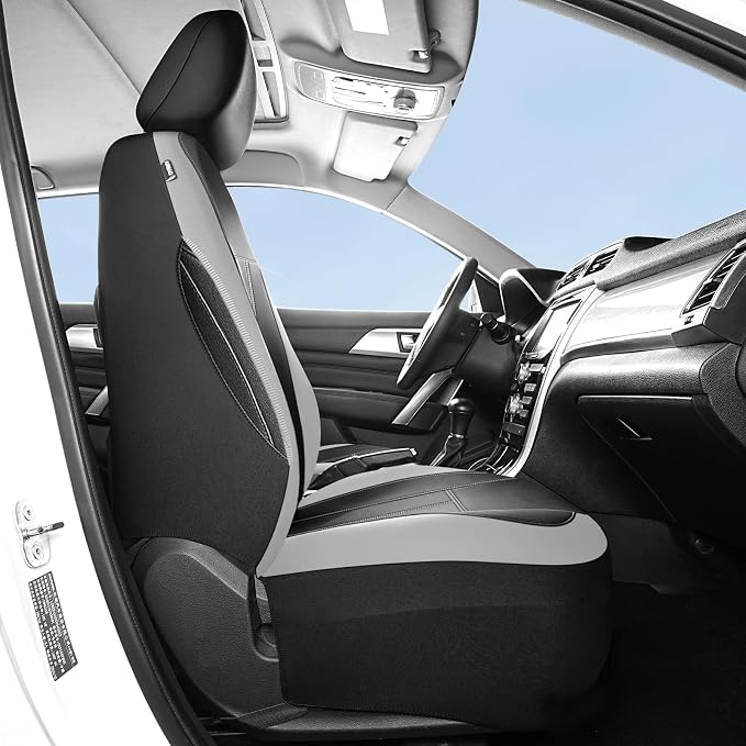 HChengkikz 2 Pack Front Neoprene Car Seat Covers | Waterproof Comfortable Seat Protectors, Airbag Compatible Universal Fit for Sedans, SUVs, Trucks, Vans