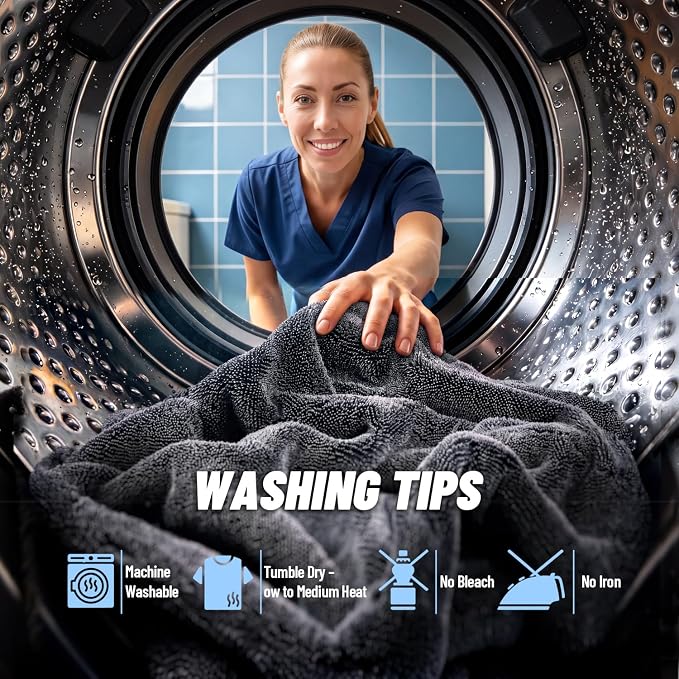 1300GSM Car Drying Towels: 2-Pack Super Absorbent Microfiber Drying Towels Car Detailing (36" x 24") – Zero Streaks, No Scratches, Water Spot Free – Twist Pile & Edgeless Design