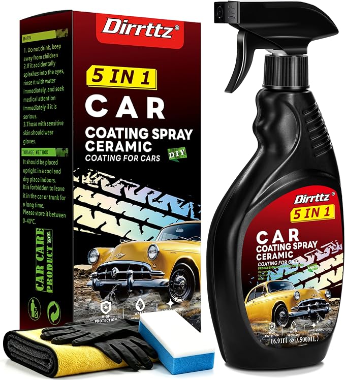 Ceramic Coating for Cars, 16.91 Fl Oz Car Wax Coating Spray, Quick Detailer Spray Wax, Car Wax Spray for Hydrophobic Water Beading, Deep Gloss Shine & Paint Protection for Trucks, RVs & Boats