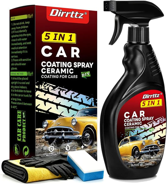 Ceramic Coating for Cars, 16.91 Fl Oz Car Wax Coating Spray, Quick Detailer Spray Wax, Car Wax Spray for Hydrophobic Water Beading, Deep Gloss Shine & Paint Protection for Trucks, RVs & Boats