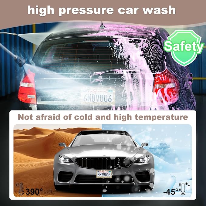 QUANQIUFEI 2 Pack Bling License Plate Frames for Women, Sparkly Rhinestone Diamond Car Accessories with Glitter Crystal Caps (Gold)