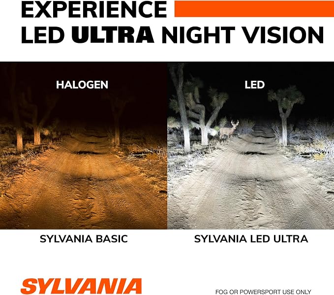 SYLVANIA - H11 LED Ultra - Fog Lights For Cars and Trucks - Headlight Bulbs for Off Road Powersports - 6000k Cool White LED Light - Maximum Lifespan - No Polarity - DIY Upgrade