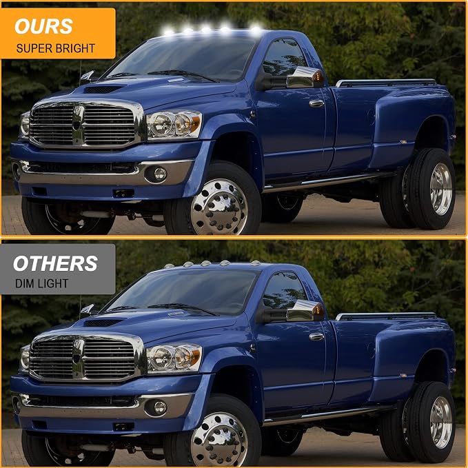 R&F Auto Cab Lights for 2003-2018 Ram 1500 2500 3500 Top Roof Running Lamps | For 15-23 Challenger LED Red Tail Rear Bumper Reflector Powered by 80-SMD LED Chips|Super Brightness|3D Lighting