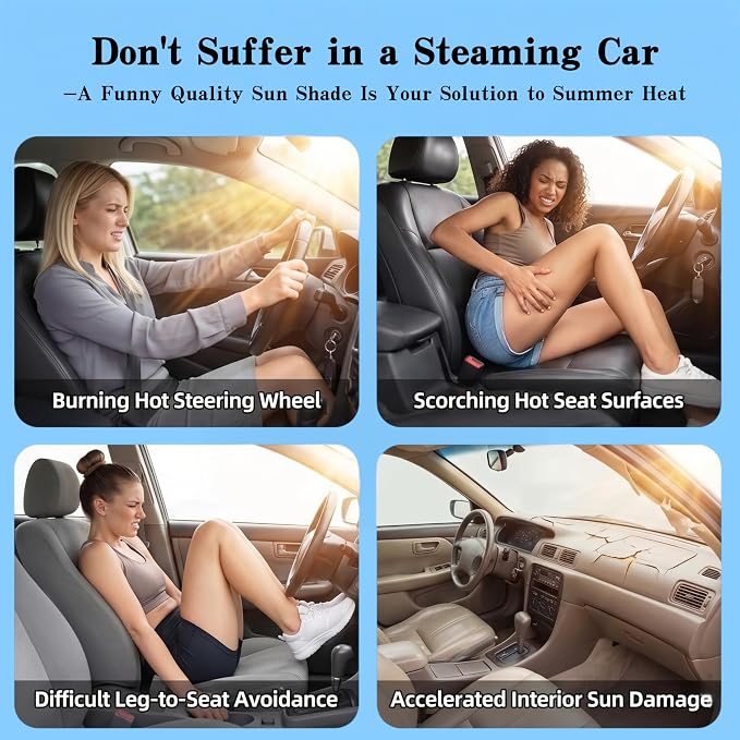 Car Windshield Sun Shade, Universal Fit Compact Sedan SUV, Vacation Style | 59 x 27.5" Car Sun Visor, Foldable Front Window Sunshade, UV Heat Blocker