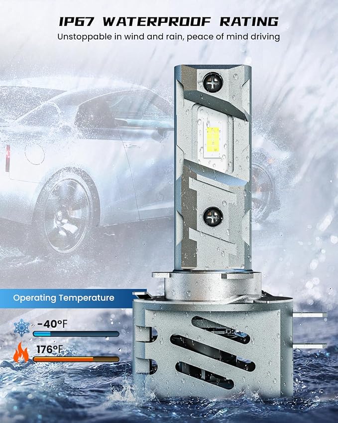 FRANXI H11B LED Bulbs, 60W 16000LM Super Bright Fog Lights, Pack of 2 | 6000K Cool White, 1:1 Design with Cooling Fan, Plug and Play