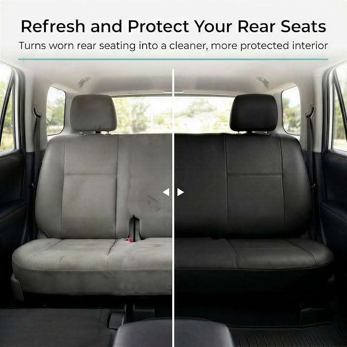 FH Group Classic PU Leather Split Bench Car Seat Cover – Universal Fit for Cars Trucks & SUVs (Black)