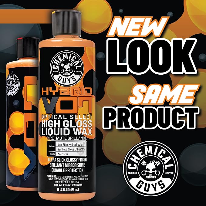 Chemical Guys, Hybrid V7 Optical Select High Gloss Liquid Car Wax, 16 oz | Liquid wax adds deep gloss and slick protection on any paint color, easy on and off, with a fresh orange scent