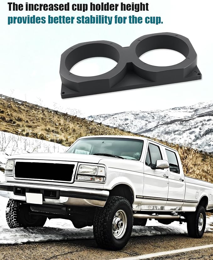 OBS Center Console Dual Cup Holder Fits for OBS Ford F250 F350 1992 1993 1994 1995 1996 1997, Black Double Cup Holder