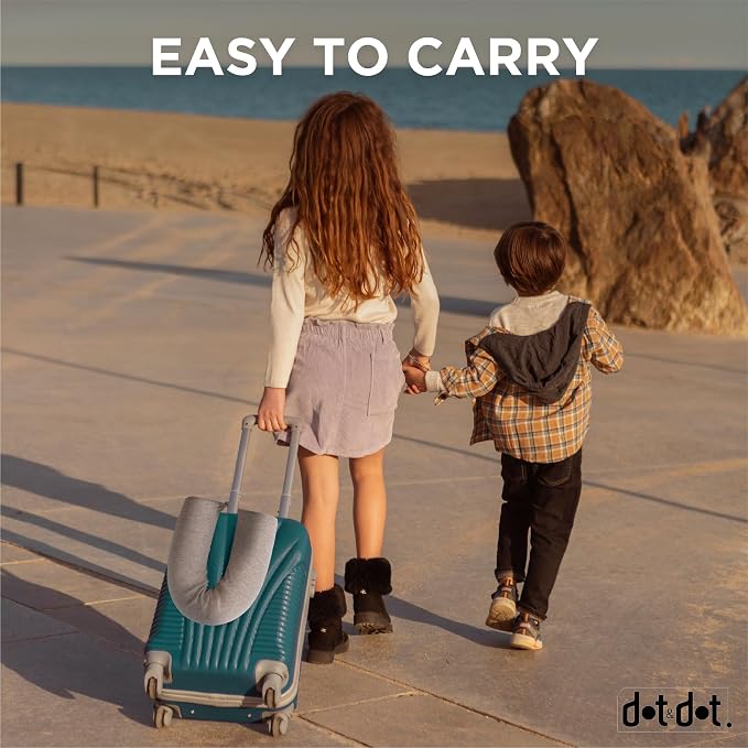 Dot&Dot Twist Memory Foam Kids Travel Pillow, Bendable Neck Pillow for Airplane, Car and Home, 23-Inch Adjustable Roll with Washable Cotton Cover