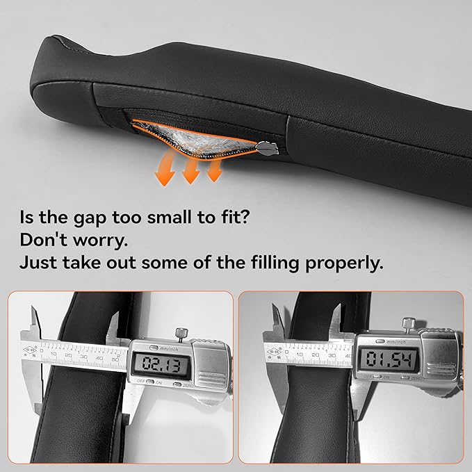 Car Seat Gap Filler 2 Pack, Faux Leather Strip/Plug Console Blockers for Cars, Trucks, SUVs, Adjustable Width 1.4–2.4 Inch, Universal Fit Prevents Items Falling Between Seats