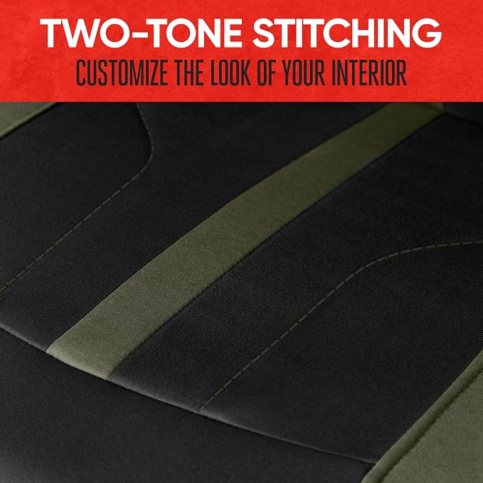 Motor Trend Green Cloth Car Seat Covers for Front Seats – Premium Automotive Bucket Seat Covers, Made for Vehicles with Removable Headrests, Interior Covers for Car Truck Van SUV