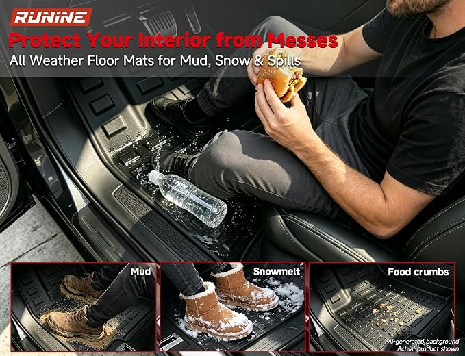 Floor Mats for Jeep Grand Cherokee L 2021-2025 (ONLY for 7 Seaters Without Center Console) All Weather Custom Fit Car Floor Liners Trunk Mat Rubber Car Mats