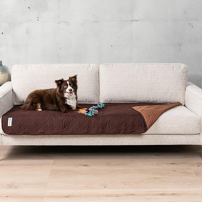 PetAmi Waterproof Couch Cover for Dogs, Non-Slip Leakproof Sofa Furniture Protector for Pet Cat, Machine Washable Bed Blanket for Car Seat, 30x70 Brown