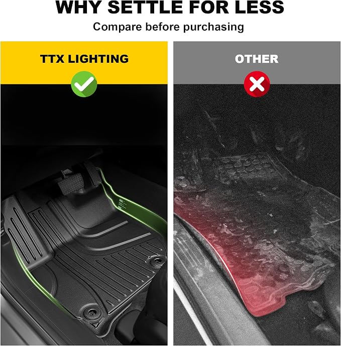 Floor Mats for Honda HRV 2016 2017 2018 2019 2020 2021 2022 | All Weather TPE Custom Fit HR-V Floor Liner Accessories, 1st & 2nd Row, Black