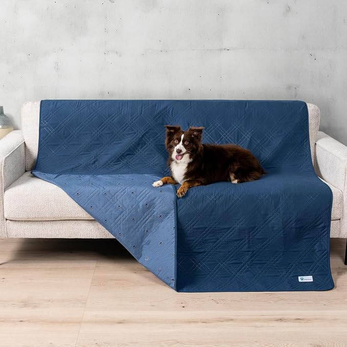 PetAmi Waterproof Couch Cover for Dogs, Non-Slip Leakproof Sofa Furniture Protector for Pet Cat, Machine Washable Bed Blanket for Car Seat, 68x82 Blue