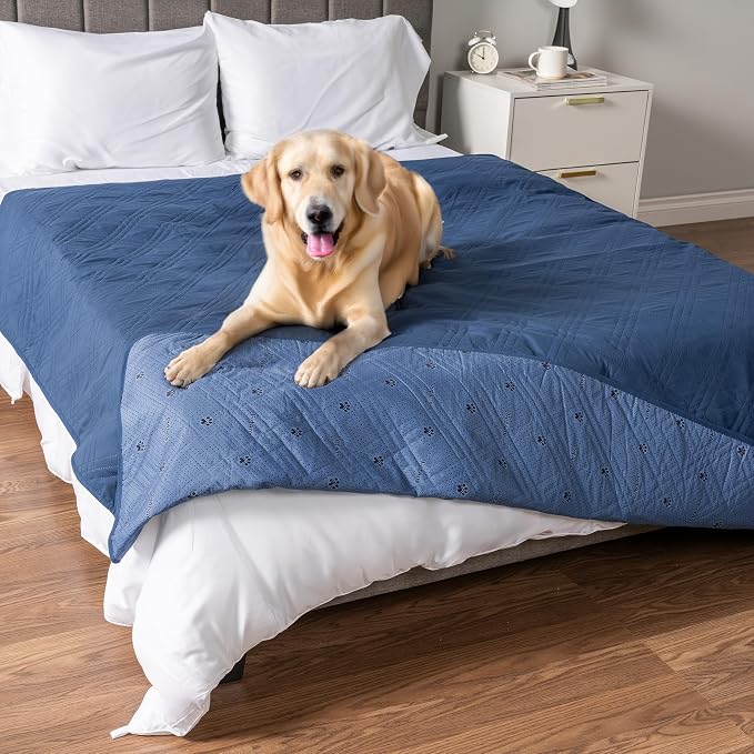 PetAmi Waterproof Couch Cover for Dogs, Non-Slip Leakproof Sofa Furniture Protector for Pet Cat, Machine Washable Bed Blanket for Car Seat, 102x82 Blue