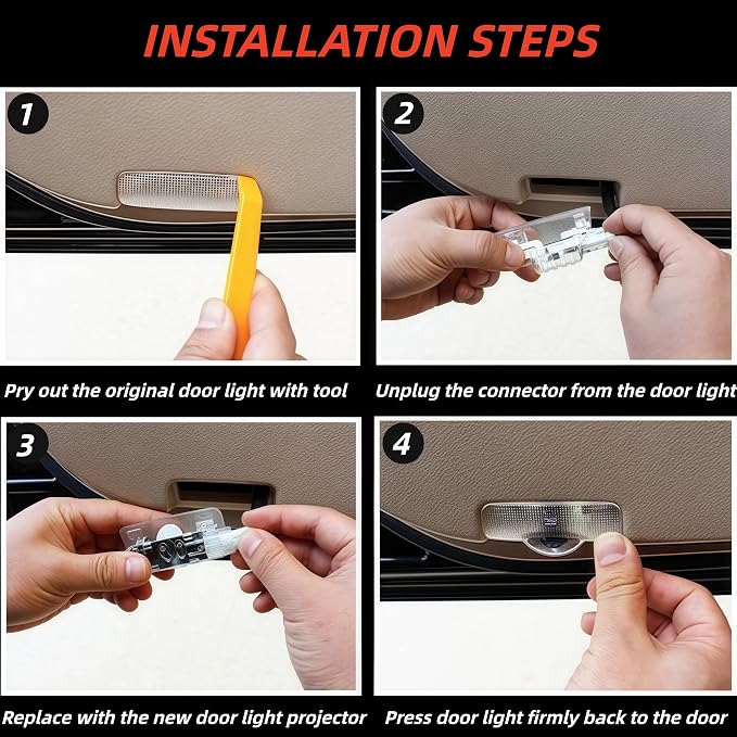 2Pack Never Fade LED Laser Ghost Shadow Light Side Door Courtesy Light Car Door Welcome Projector Light Compatible with Tacoma 4Runner Tundra Rav4 TRD Camry Lexus Accessories