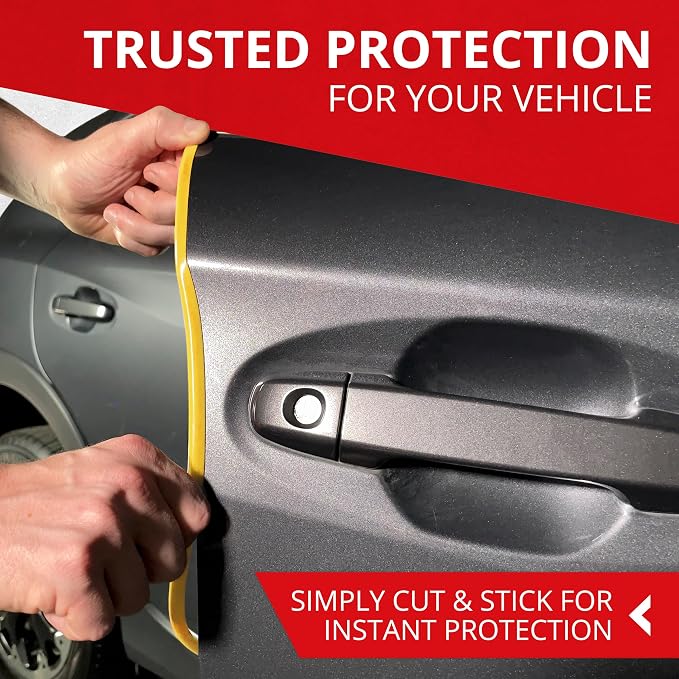 All-Fit Automotive Car Door Edge Protector – Universal DIY Edge Trim to Prevent Scratches & Dings – Flexible Adhesive Molding Trim for Cars, Trucks & SUVs (10 Ft - Yellow)