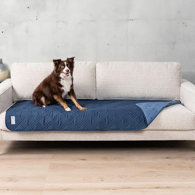 PetAmi Waterproof Couch Cover for Dogs, Non-Slip Leakproof Sofa Furniture Protector for Pet Cat, Machine Washable Bed Blanket for Car Seat, 30x70 Blue